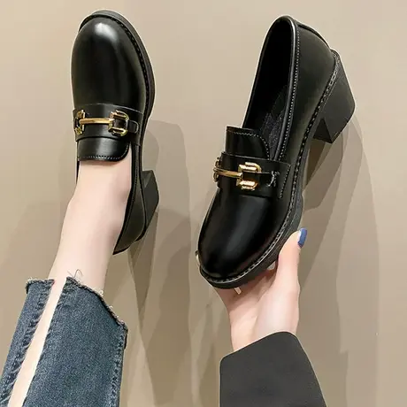 英伦风小皮鞋女2024春季新款复古法式软底乐福鞋厚底百搭休闲单鞋商品大图