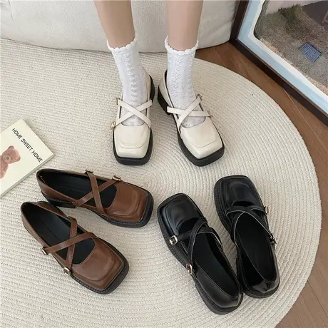 法式玛丽珍小皮鞋女2024新款春夏季厚底日系jk单鞋方头英伦乐福鞋商品大图