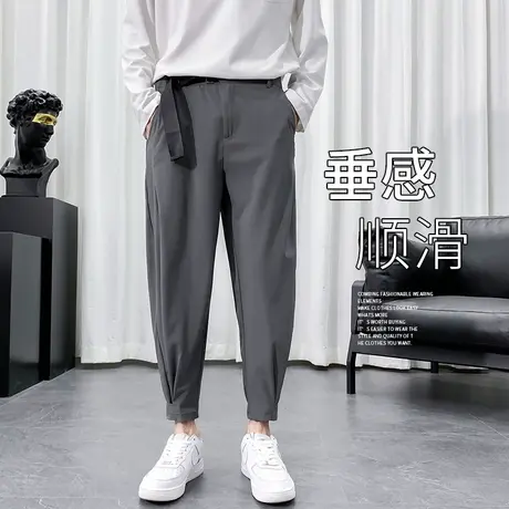 冰丝裤子男夏季薄款西裤宽松九分裤休闲长裤9分束脚运动裤男裤商品大图
