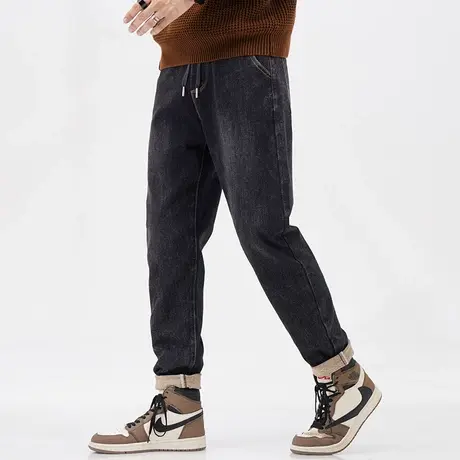 时尚百搭秋款牛仔裤微哈小脚牛仔裤子男款美式高街牛仔裤潮流男装商品大图