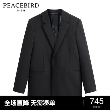 【商场同款】太平鸟男装 新款羊毛黑色西服休闲西装男BBAC4V08图片