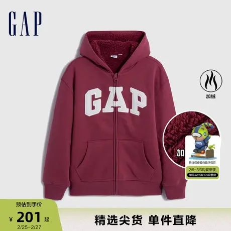 Gap女童秋季LOGO仿羊羔绒保暖连帽衫卫衣儿童装运动上衣786404商品大图