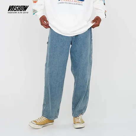 VIISHOW牛仔裤男士直筒裤春秋冬新款潮牌长裤宽松休闲水洗裤子男商品大图