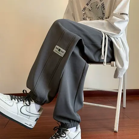 裤子男春秋款潮牌宽松百搭运动长裤男生青少年潮流帅气休闲卫裤男图片