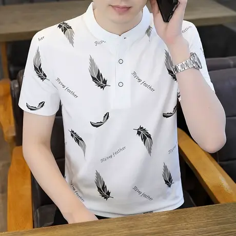 立领短袖t恤男装上衣商务休闲高档polo衫潮牌2024夏季半袖打底衫图片