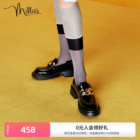 millies妙丽春季新款英伦风松糕厚底JK乐福小皮鞋女单鞋002ZACM2商品大图