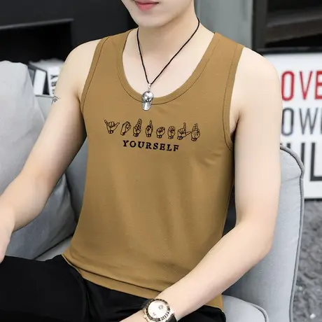 莫代尔冰丝背心男夏季凉感跨栏无袖t恤篮球健身运动速干坎肩吊带商品大图