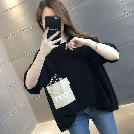 女装2023年新款秋季秋装纯棉短袖T恤宽松上衣服设计感打底衫爆款商品大图