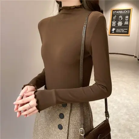 2023年早秋新款秋装女装半高领长袖t恤上衣服气质百搭时尚洋气潮商品大图