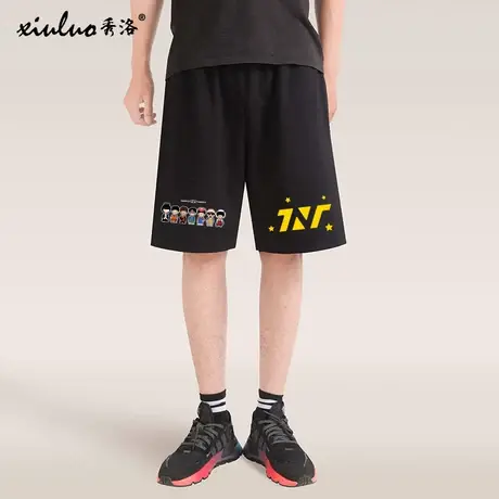 秀洛TNT时代少年团宋亚轩丁程鑫同款短裤潮流休闲裤黑色五分裤子商品大图