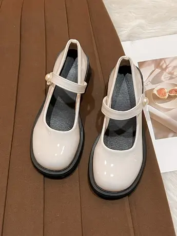 法式浅口单鞋女2023春秋新款英伦风玛丽珍高跟黑色复古日系小皮鞋商品大图