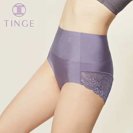 TINGE冰丝无痕高腰蕾丝女士内裤女纯棉抗菌裆收腹裤收小肚子图片