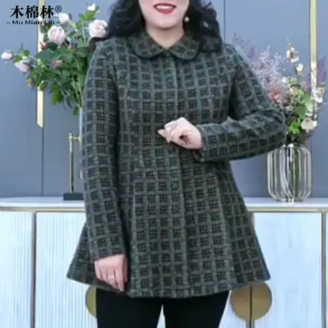 胖mm大码女装加厚衬衫春秋时髦中老年人妈妈保暖加肥加大上衣外套商品大图