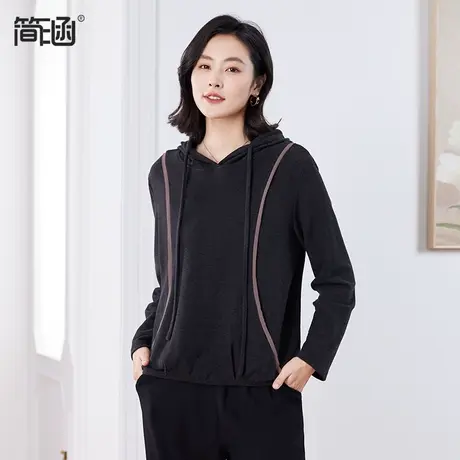 大码连帽卫衣女简涵大码春季新款宽松休闲时尚洋气大版上衣商品大图
