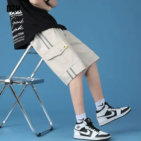 男士米白色工装短裤男夏季宽松潮牌大裤衩外穿五分裤半截裤沙滩裤商品大图