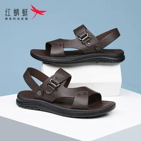 红蜻蜓软底两穿男士凉鞋男防滑夏季沙滩凉拖鞋真皮开车中老年爸爸商品大图