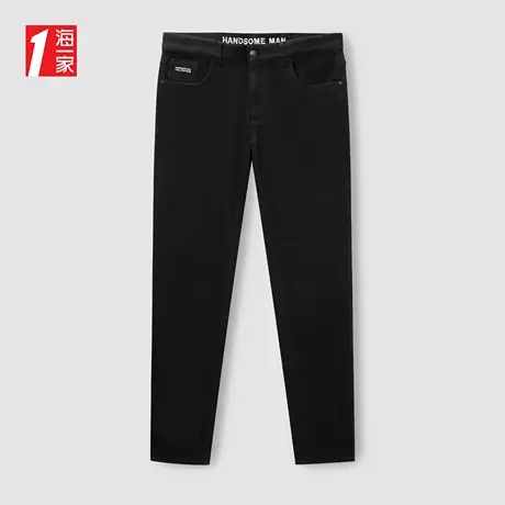 海一家时尚字母绣花长裤2023秋季新款基础休闲中年男士牛仔裤图片