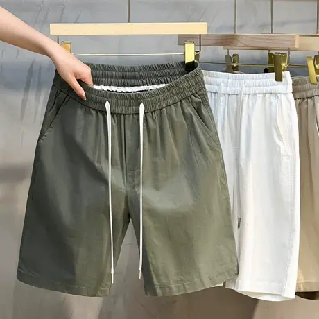 松紧夏季短裤男潮牌ins爆款宽松5分外穿大裤衩中裤休闲白色五分裤图片