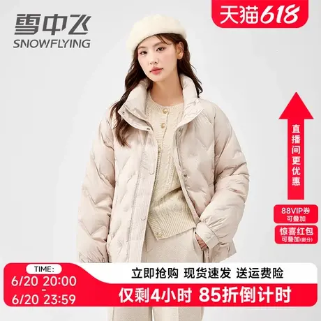 雪中飞立领羽绒服女短款2024年冬季新款时尚廓形小个子面包服外套商品大图