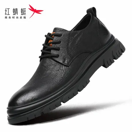 红蜻蜓男鞋男士休闲皮鞋男款2024新款真皮英伦风年轻人工装小皮鞋商品大图