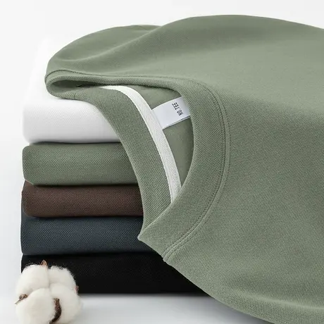 350g重磅卫衣男潮ins无帽长袖t恤2023秋季新款宽松纯色圆领上衣服商品大图