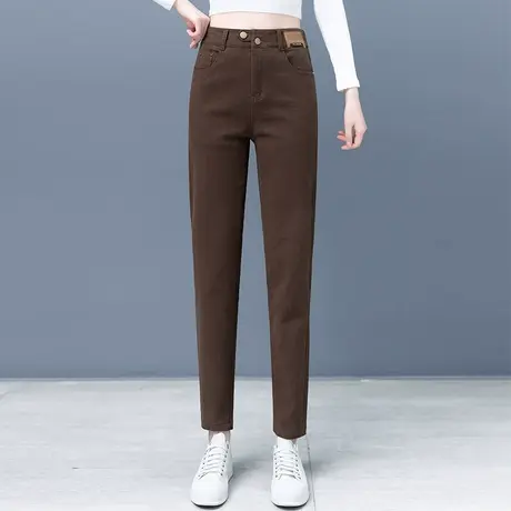 拉夏贝尔哈伦牛仔裤女秋2025新款高腰修身显瘦小个子休闲直筒裤子商品大图