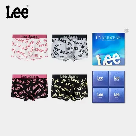 Lee棉感印花字母LOGO亲肤透气7A抑菌高弹无痕中腰男款平角内裤商品大图
