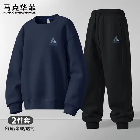 马克华菲运动套装男款秋季圆领卫衣束脚卫裤男士运动穿搭一整套X图片