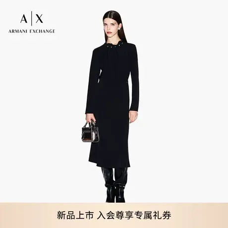 ARMANI EXCHANGE/阿玛尼秋季新款女士长袖纯色收腰连衣裙官方图片