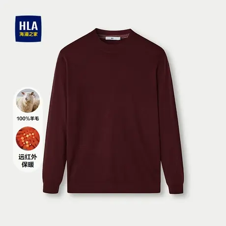 HLA/海澜之家纯羊毛长袖针织衫25秋冬新款远红外圆领保暖羊毛衣男商品大图