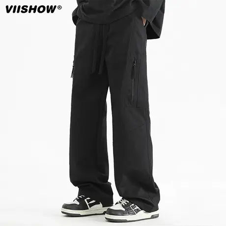 VIISHOW美式速干冲锋裤男秋季潮牌打孔透气冰丝裤宽松阔腿休闲裤商品大图