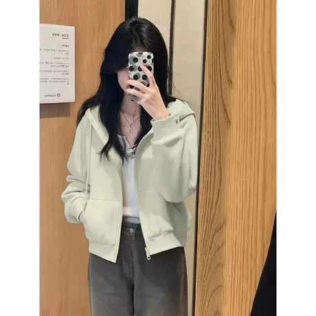 NOW真维斯开衫卫衣女2025新款秋季韩系慵懒风宽松拉链连帽衫外套商品大图