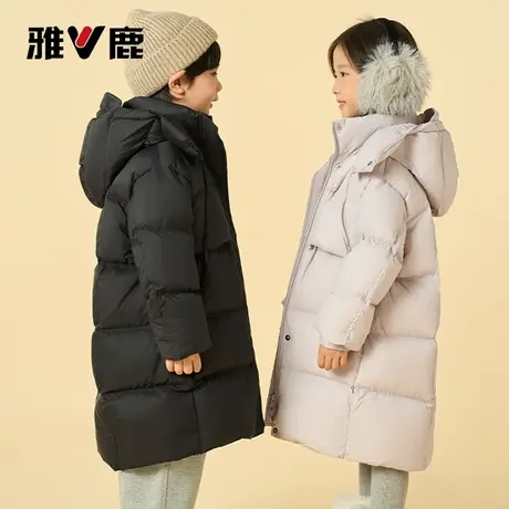 雅鹿儿童羽绒服男童女童中长款2025新款洋气大童冬季加厚外套冬装商品大图