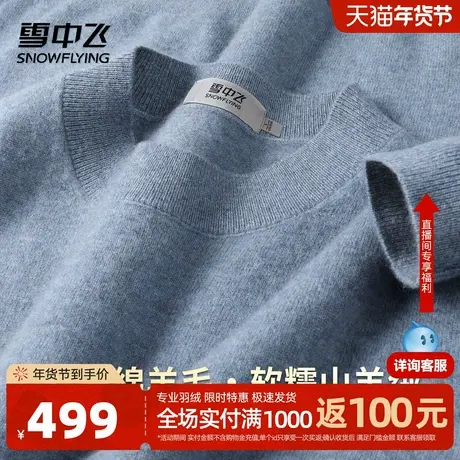 雪中飞30%山羊绒温暖毛衣男秋冬新品圆领舒适打底男式羊绒衫上衣W图片