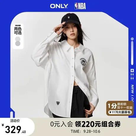 ONLY奥莱2023夏季新款NBA联名款时尚宽松开叉中长款衬衫商品大图