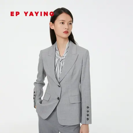 EP雅莹女装 通勤简约修身绵羊毛戗驳领西装外套秋装商场同款1113A商品大图