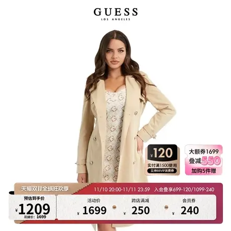 GUESS23年新款秋女士纯色经典时尚简约通勤百搭大衣-W4RL00WF5Z2图片