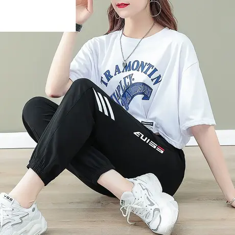 恋上17号户外休闲运动速干裤女夏2023新款高腰跑步轻薄透气九分裤图片