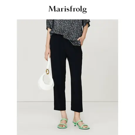 【商场同款】玛丝菲尔休闲裤夏季新款三醋酸松紧腰九分哈伦裤女商品大图