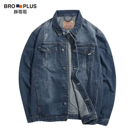 胖哥哥大码牛仔外套男胖子夹克加肥加大潮胖休闲宽松肥佬经典上衣商品大图