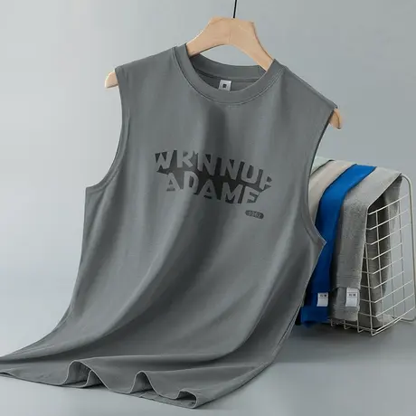 230g重磅纯棉背心男夏季跨栏篮球健身运动坎肩液氨长绒棉无袖t恤商品大图