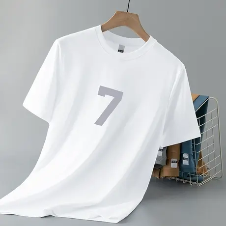 液氨丝光棉白色t恤男士短袖2025新款冰丝凉感半袖体恤速干上衣服商品大图