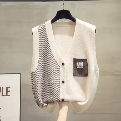 v领针织开衫马甲背心女2023秋装新款马夹外穿上衣外搭毛衣坎肩潮商品大图