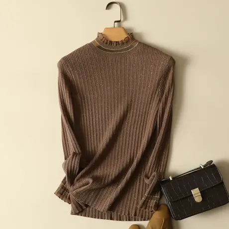 半高领套头毛衣女长袖针织衫女士洋气春装2024年新款内搭打底上衣图片