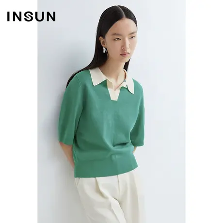 INSUN恩裳春季醋酸棉挺阔灯笼袖毛针织衫商品大图