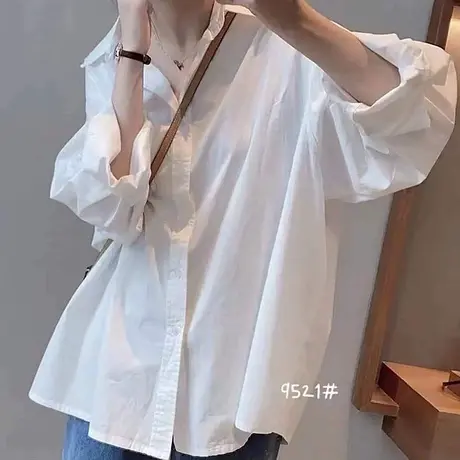 春装新款设计感小众白色衬衫女长袖宽松港味bf风时尚显瘦衬衣上衣图片