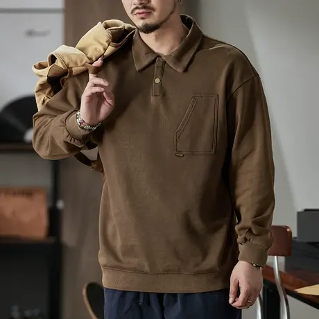 圆领时尚卫衣男重磅针织面料炒洗套色工艺秋冬高档男士百搭卫衣图片