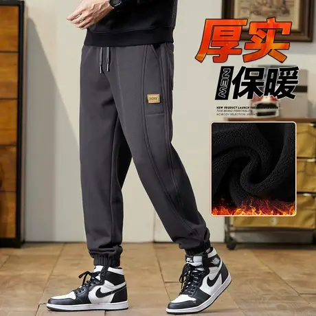 秋冬款男生针织束脚保暖哈伦休闲裤子冬季加绒加厚卫裤2024年新款图片