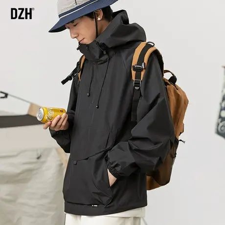 男士黑色冲锋衣外套男春秋款美式潮牌痞帅高级感工装夹克2023新款商品大图