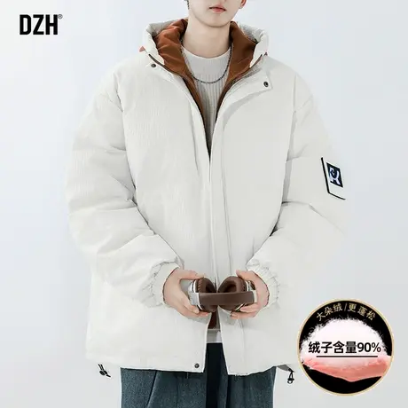 青少年工装羽绒服男冬季加厚连帽假两件外套防寒服2024新款面包服图片